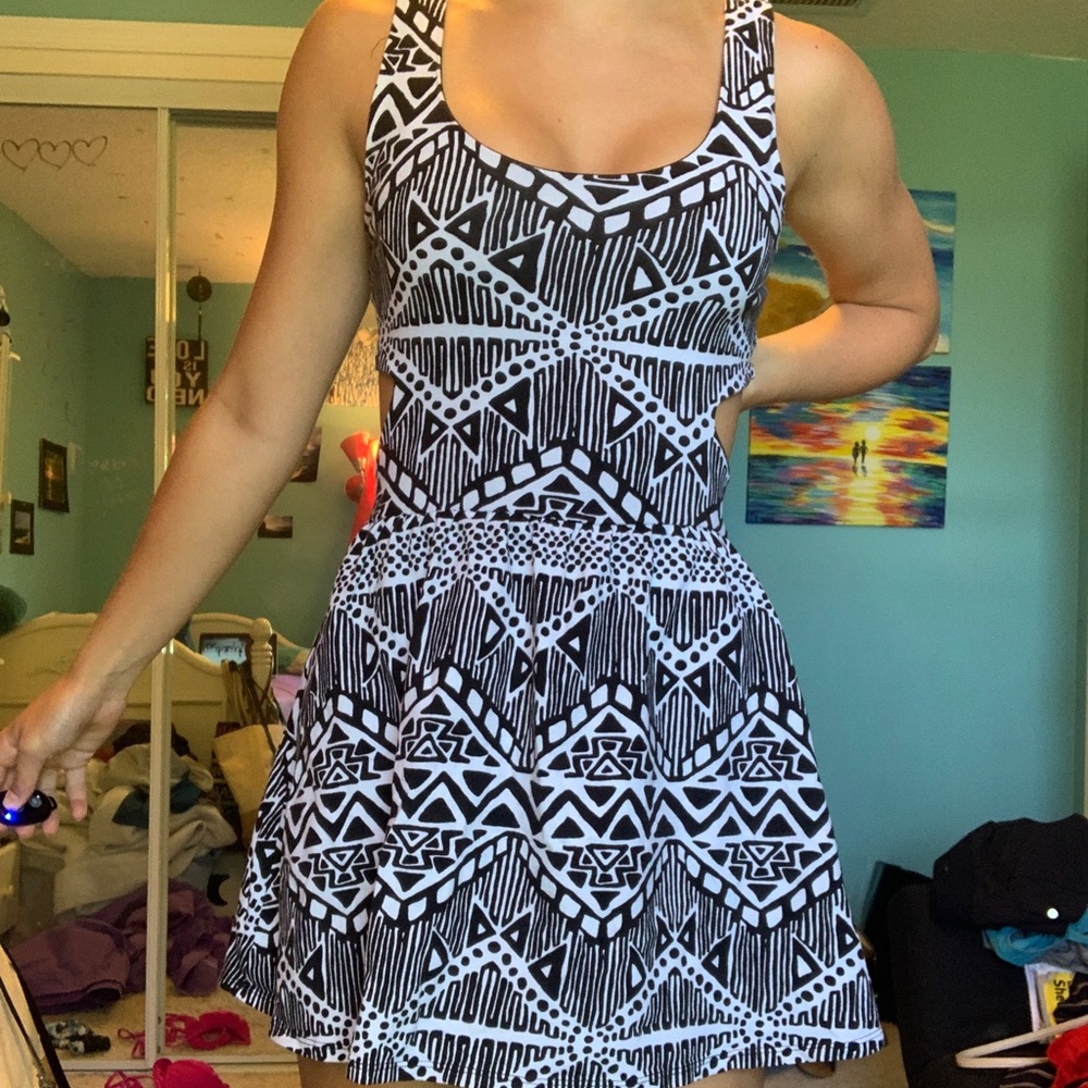 LA hearts black/white tribal skater dress, S